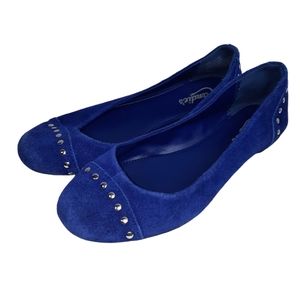 Candie's Blue Suede Studded Flats SZ 6.5M